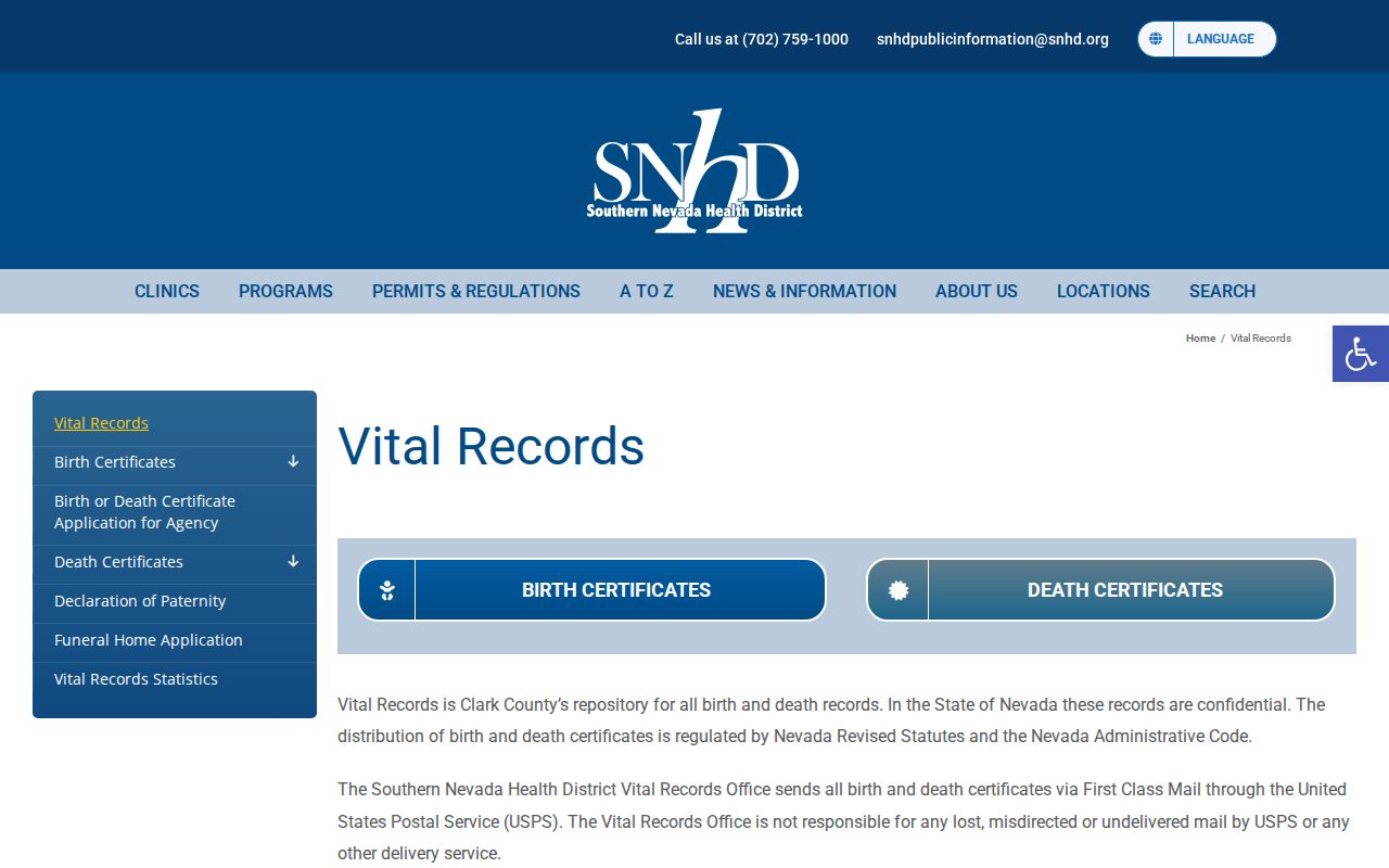 North Las Vegas vital records ordering for a people search