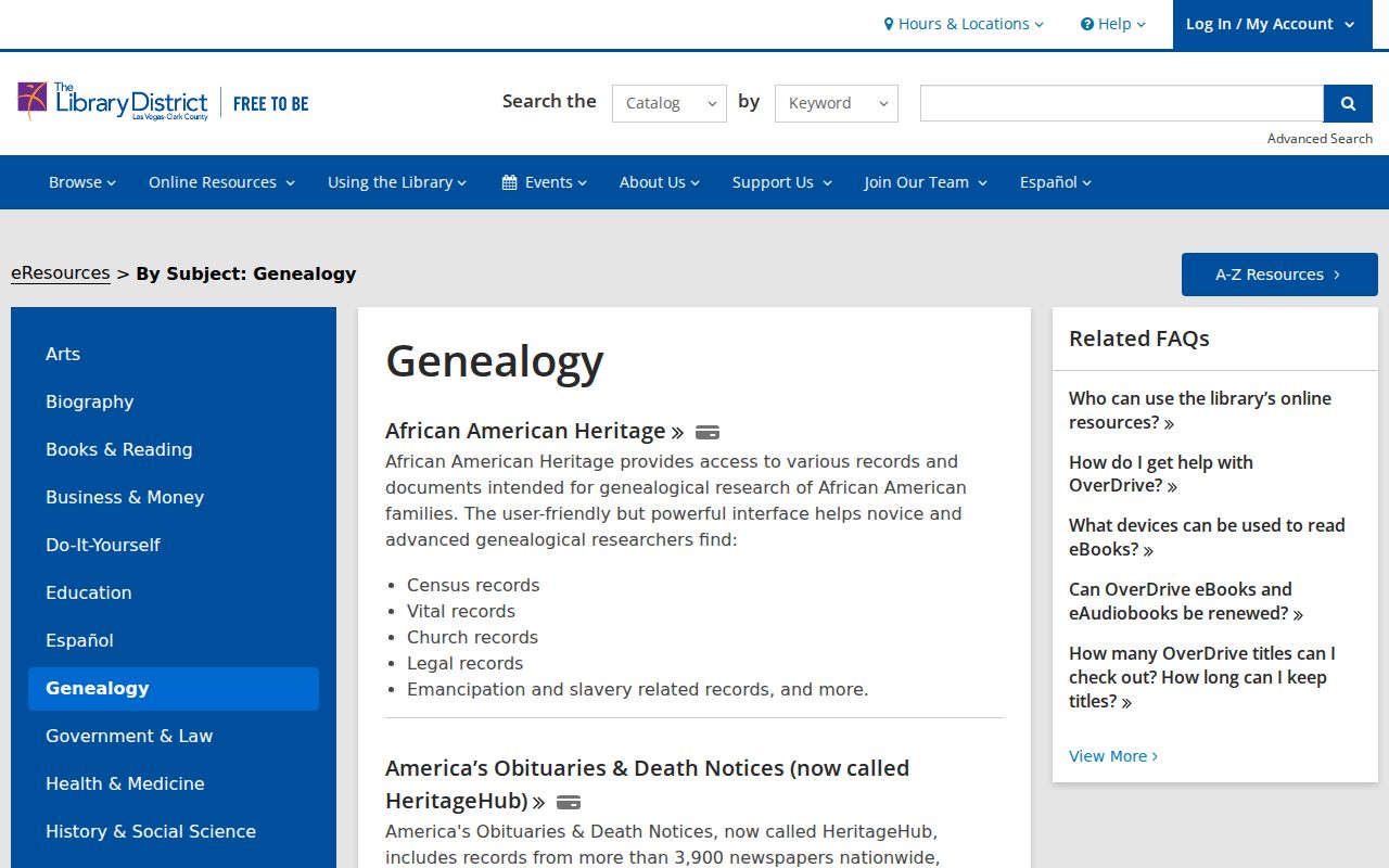 North Las Vegas people directories and genealogy resources at the library