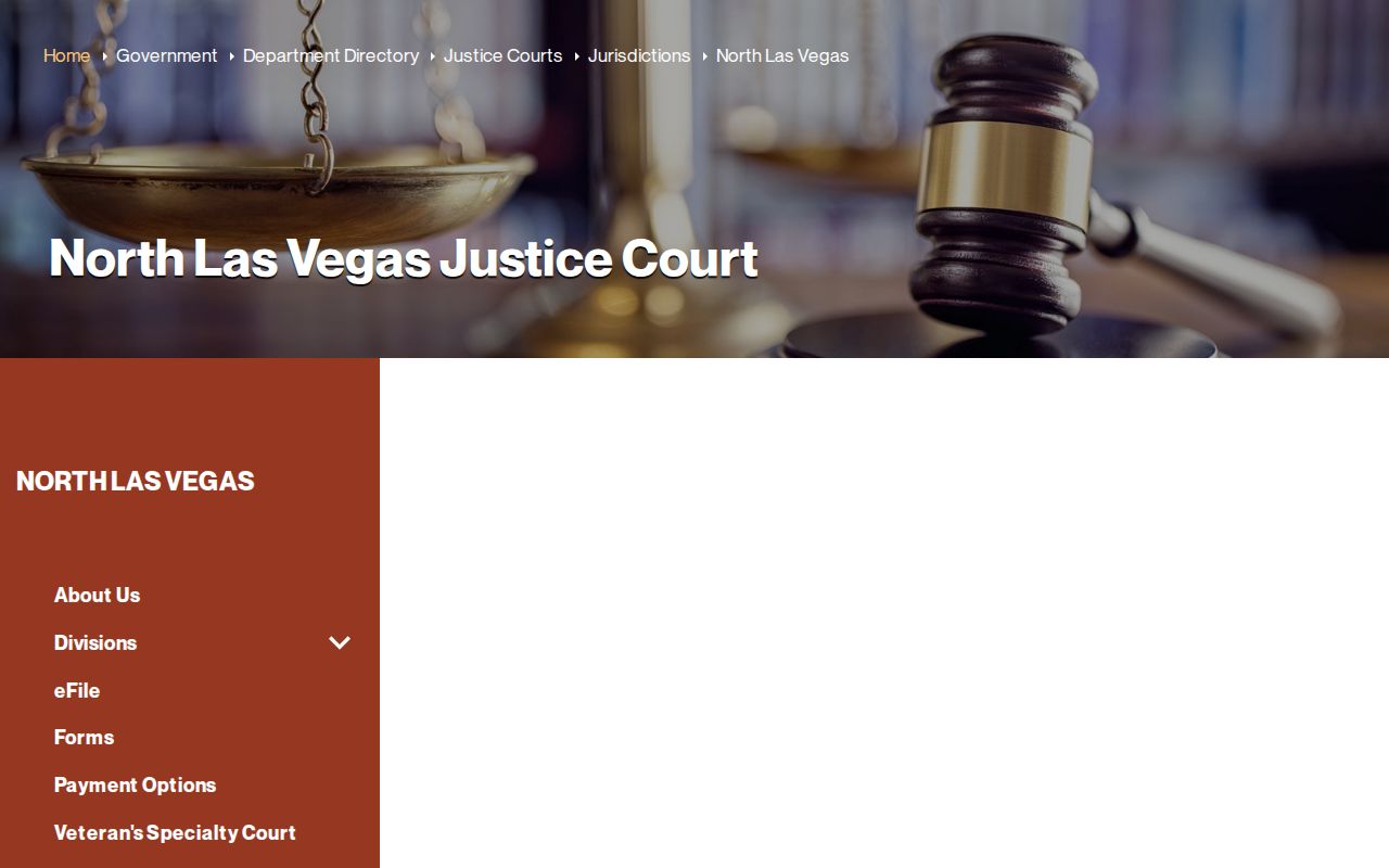 North Las Vegas public records access page for North Las Vegas Justice Court