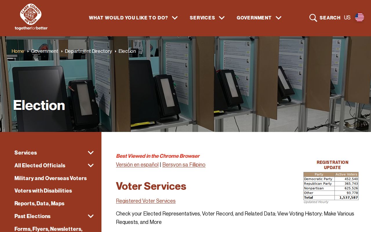 North Las Vegas voter records office services at Clark County Elections