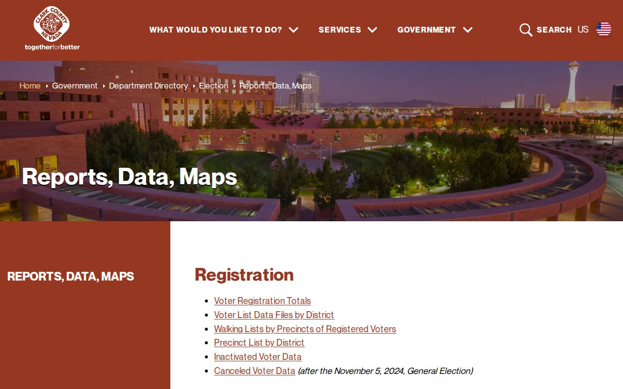 North Las Vegas voter registration records reports and file menu